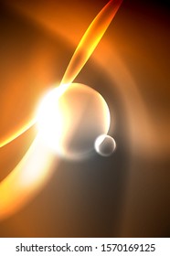 Dark space with shiny neon light motion waves. Abstract concept graphic element. Vector neon background. Technology background. Black background.