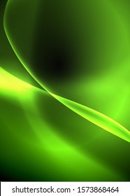 Dark space with shiny neon light motion waves. Abstract concept graphic element. Vector neon background. Technology background. Black background.