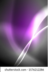 Dark space with shiny neon light motion waves. Abstract concept graphic element. Vector neon background. Technology background. Black background.