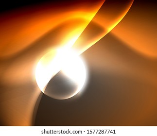 Dark space with shiny neon light motion waves. Abstract concept graphic element. Vector neon background. Technology background. Black background.