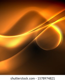 Espacio oscuro con brillantes olas de movimiento neón. Resumen del elemento gráfico de concepto. Fondo de neón vectorial. Antecedentes tecnológicos. Fondo negro.