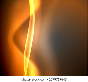 Dark space with shiny neon light motion waves. Abstract concept graphic element. Vector neon background. Technology background. Black background.