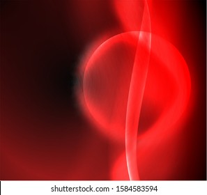 Dark space with shiny neon light motion waves. Abstract concept graphic element. Vector neon background. Technology background. Black background.