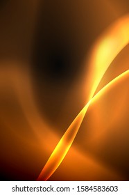 Dunkler Raum mit glänzenden Neonlichtwellen. Abstraktes Concept-Grafikelement. Vektorneonhintergrund. Technischer Hintergrund. Schwarzer Hintergrund.