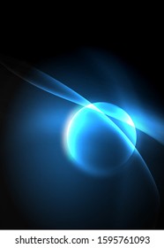 Espacio oscuro con brillantes olas de movimiento neón. Resumen del elemento gráfico de concepto. Fondo de neón vectorial. Antecedentes tecnológicos. Fondo negro.