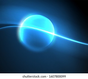 Espacio oscuro con brillantes olas de movimiento neón. Resumen del elemento gráfico de concepto. Fondo de neón vectorial. Antecedentes tecnológicos. Fondo negro.