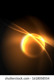 Espacio oscuro con brillantes olas de movimiento neón. Resumen del elemento gráfico de concepto. Fondo de neón vectorial. Antecedentes tecnológicos. Fondo negro.