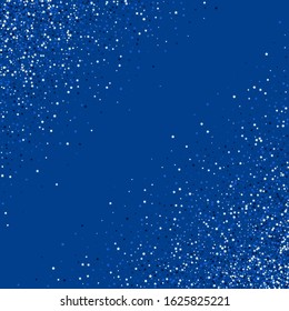Dark Sparkle Glamour Vector Texture. Xmas Dust Wallpaper. Bright Starry Postcard. Blue Vector Festive Card.