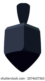 Dark spinning top or teetotum with its faces in blank, isolated over white background.