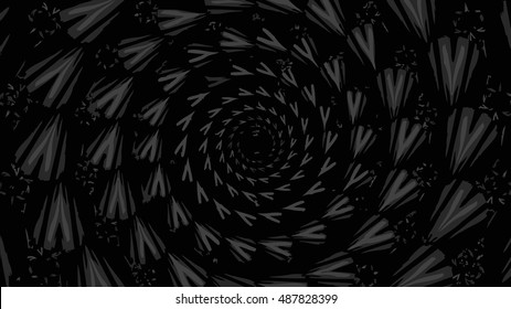 Dark spiral - vector illustration. Computer-generated image - fractal. Digital art: strokes, forming coil or tunnel.
