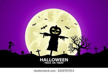 Dark spooky halloween background with scary elements. vector illustration.