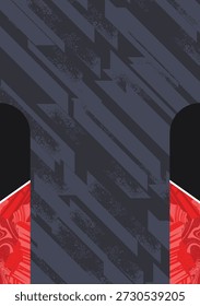 Fundo de camisa de esportes escuros com formas geométricas angulares, textura grunge e ritmo diagonal. Estilo ousado, agressivo e profissional ideal para esportes, futebol e uniformes de equipe.