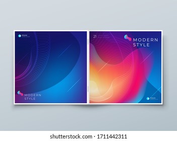 Dark Square Liquid Abstract Cover Background Design. Fluid Dynamic Element for Modern Brochure, Banner, Poster, Flyer or Presentation Template with Line Pattern.