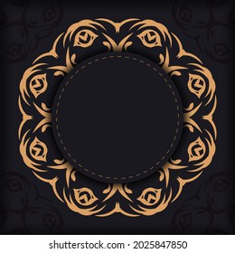 Dark square postcards with abstract patterns. Invitation card design with vintage ornament.