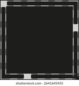 Dark square shape. Stripe border frame. Bold contrast vector. Minimal geometric form.