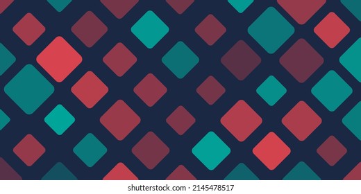 Dunkle Quadrate verschiedener Größen und Farben, rote und grüne Farbtöne - Geometrisches Mosaikmuster, abstrakte Hintergrundvorlage