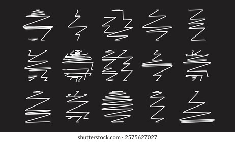 Dark squiggly line patterns with circular designs