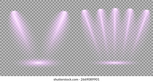 Fundo de palco escuro melhora o contraste Reflexões adicionar profundidade para holofotes cenas no chão. Múltiplos ângulos de feixe terno evento ou cenas do produto. Os holofotes de palco emitem fortes feixes de luz direcional branca.