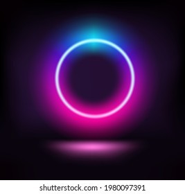 Dark stage with vibrant neon circle 