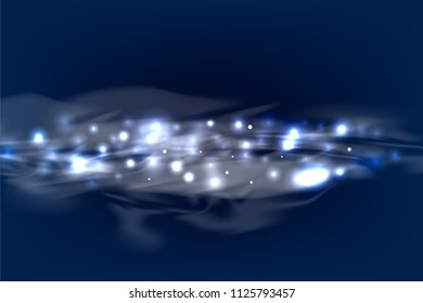 Dark star space bokeh light background. Abstract glow color shiny glitter backdrop. Blurred magic night effect vector festive decoration illustration.