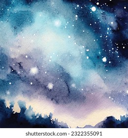 Dark starry night galaxy illustration vector