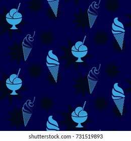 Dark stars on a blue background. Pattern. Background texture. Cocktail, shake, drink, juice, glass.