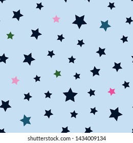 Dark stars in a seamless pattern multicolored. Use as background, for web, on fabric, on paper, for prints