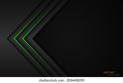 Malla de acero oscuro de fondo abstracto con líneas verdes brillantes con espacio para el diseño. Antecedentes del concepto de innovación tecnológica moderna
