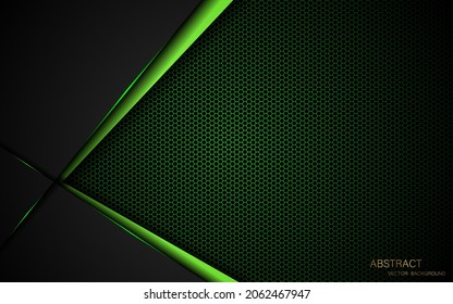 Dark steel mesh abstract background with black and green polygon shapes, free space for design. modern technology innovation concept background
