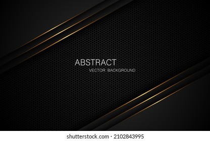 Dark steel mesh abstract background with golden glow lines and free space for design. modern technology innovation concept background
