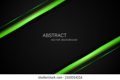 Dark steel mesh abstract background with black and green polygon shapes, free space for design. modern technology innovation concept background
