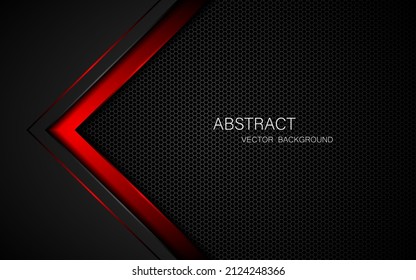 Dark steel mesh abstract background with black and red polygon shapes, free space for design. modern technology innovation concept background
