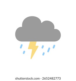 Nuvem de tempestade escura com chuvas fortes e raios, representando forte tempestade. Adequado para alertas de emergência ou visuais de tempestade intensa.