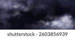 Dark stormy and rainy sky with thick clouds. Vector realistic illustration of gloomy night rainstorm cloudscape, thunderstorm weather forecast, spooky grey mist, mysterious Halloween background