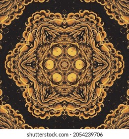 Dark straight pattern geometric kaleidoscope. Abstract background. Illustration for design. Bright flowers