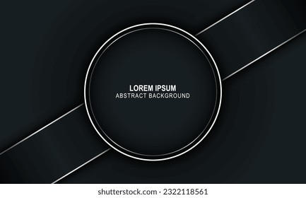 Dark stripe and circle with white line background. Vector illustration.