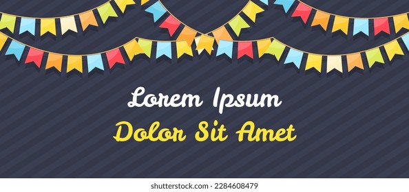 Dark striped background with bunting flags and place for your text, vector eps10 illustration