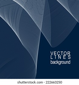 Dark striped decorative wavy template, vector background with silky textile curves, motif 3d abstract chiffon tulle.