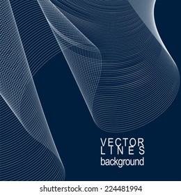 Dark striped decorative wavy template, vector background with silky textile curves, motif 3d abstract chiffon tulle.