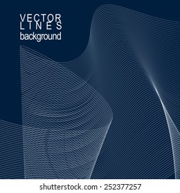 Dark striped decorative wavy template, vector background with silky textile curves, motif 3d abstract chiffon tulle.