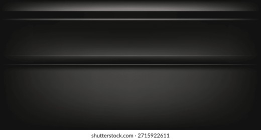 Dark studio room background. Black background with light effects. Empty dark room.