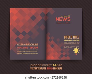 Dark Style Business Bi-Fold Brochure Design. Corporate Leaflet, Cover Template