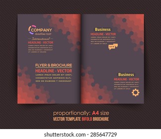 Dark Style Business Bi-Fold Brochure Design. Corporate Leaflet, Cover Template