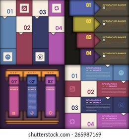 Dark Style Infographics, Business Numbered Banners, Marketing Template and Web Elements Collection 