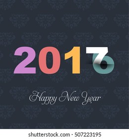 Dark Style Multicolored 2016 - 2017 Change Effect Celebration, Happy New Year Design, Flat Style Christmas Greeting Card Design, Vector Retro Elements Background