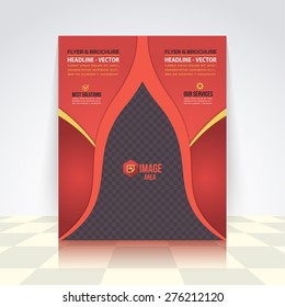 Dark Style, Red Colors Business Concept Flyer, Brochure Design. Corporate Leaflet, Cover Template Design