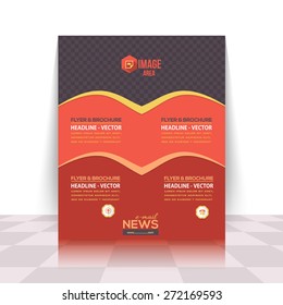 Dark Style Red and Orange Colors Business Concept Flyer, Brochure Design. Corporate Leaflet, Cover Template