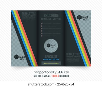 Dark Style Tri-fold Brochure and Catalog Vector Concept Template 