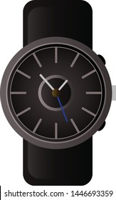 Dark stylish analog 3D watch