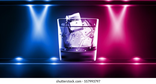 Dark Stylish luxury background with shot of whiskey